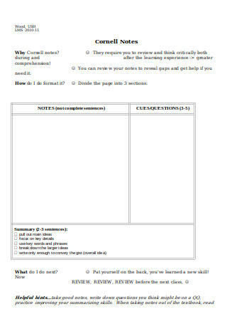 Simple Cornell Notes