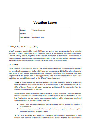 Simple Vacation Leave Example