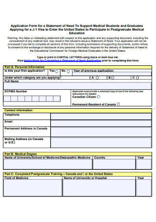 Statement of Need Application Form 