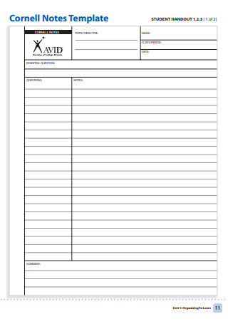 Student Handout Cornell Notes Template