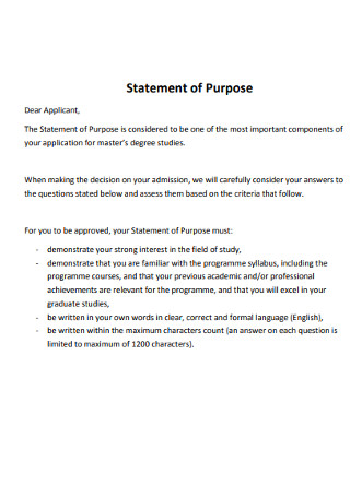 University Statement of purpose Template