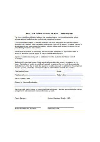 Vacation Leave Request Form