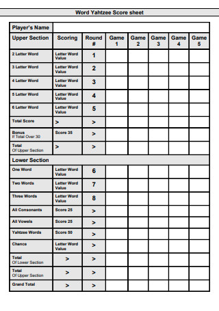 36 sample yahtzee score sheets card templates in pdf ms word excel