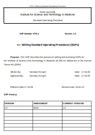 Writing Standard Operating Procedures