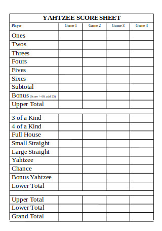 36 sample yahtzee score sheets card templates in pdf ms word excel