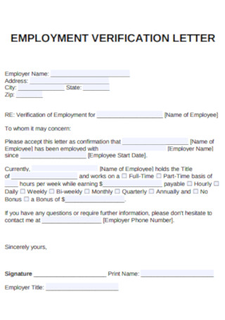 Basic Employement Verification Letter