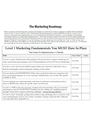Basic Marketing Roadmap Template