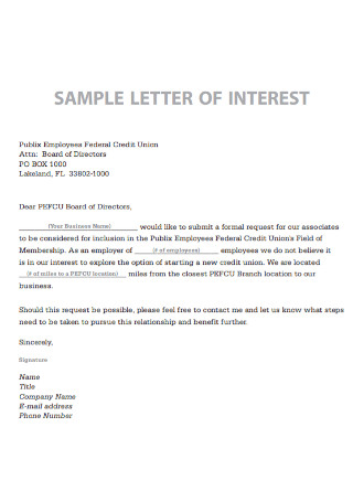 Employee Letter of interest Template