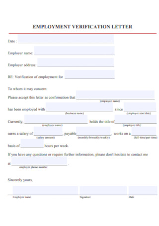 Formal Employment Verification Letter