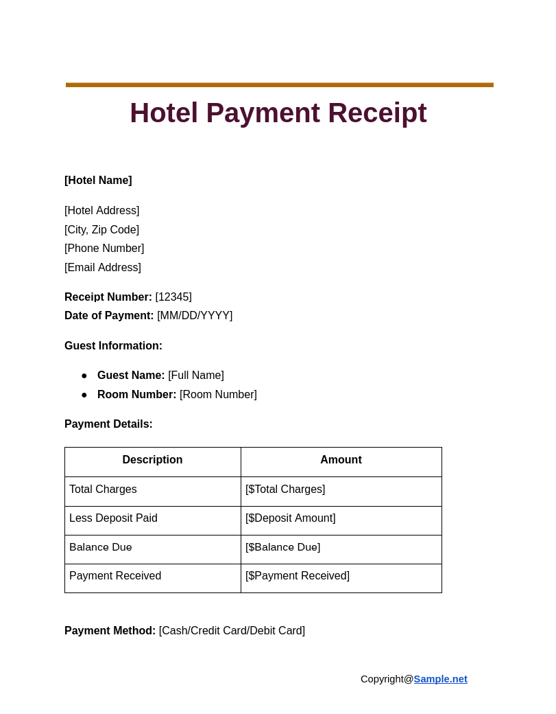 Hotel Payment Receipt Google Docs 11 06 2024 11 00 AM