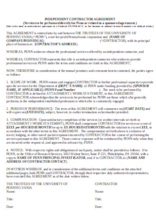 Independed Terms of Service Agreement Template