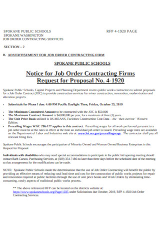 Job Order Contracting Firms proposal Template