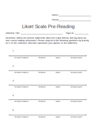 Likert Scale Pre Reading Template