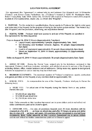 Location Rental Agreement Template