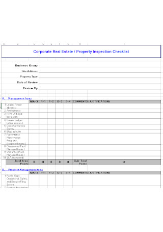Move in Peroperty Inspection Checklist Template