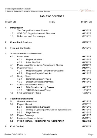 Office Table of Contents Template