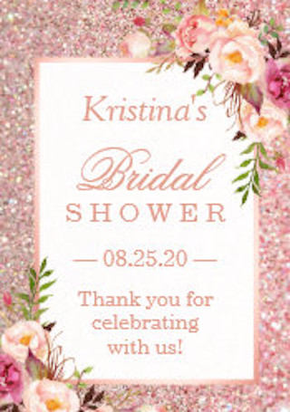 Pink Rose Gold Glitters Floral Bridal Shower Favor Gift Tags