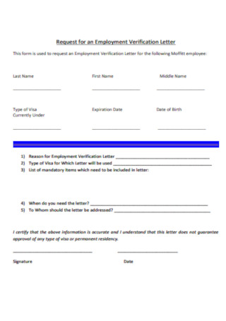 Request for an Employment Verification Letter