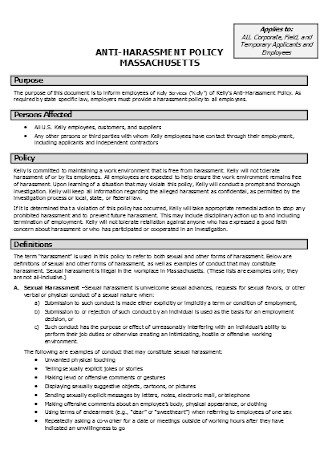Sample Anti Harassment Policy Template