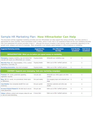 Sample HR Daily Marketing Plan