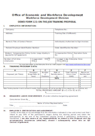 Sample On the Job Training Proposal Template