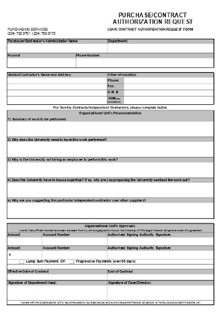 Sample Purchase Authorization Form Template