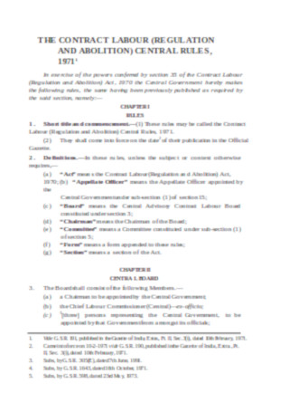 Sample Work Labour Contract Template