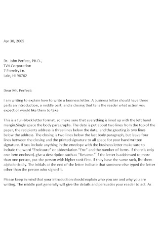 sample of business letter