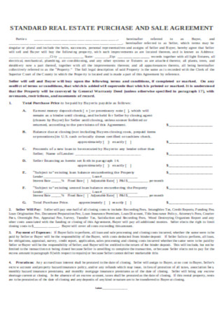 Standard Real Estate and Sales Agreement Template