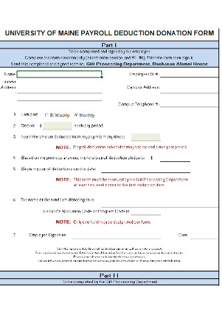 University Payroll Deduction Donation Form Template