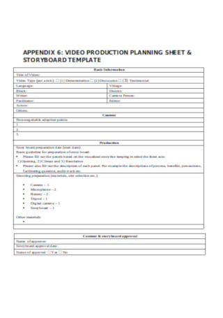 Video Production Planing Storyboard Sheet Template