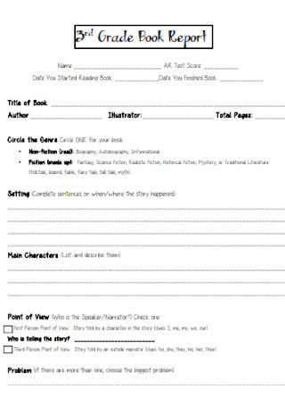 book report template for 3rd grade