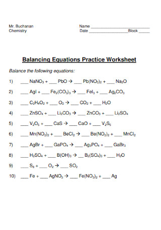 19 Sample Balancing Chemical Equations Worksheets In Pdf Ms Word