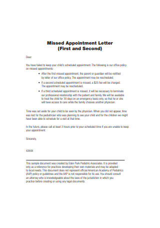 Basic Doctor Missed Appointment Letter