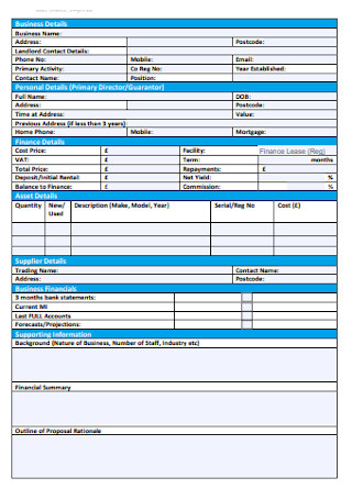 Business Proposal Form Template