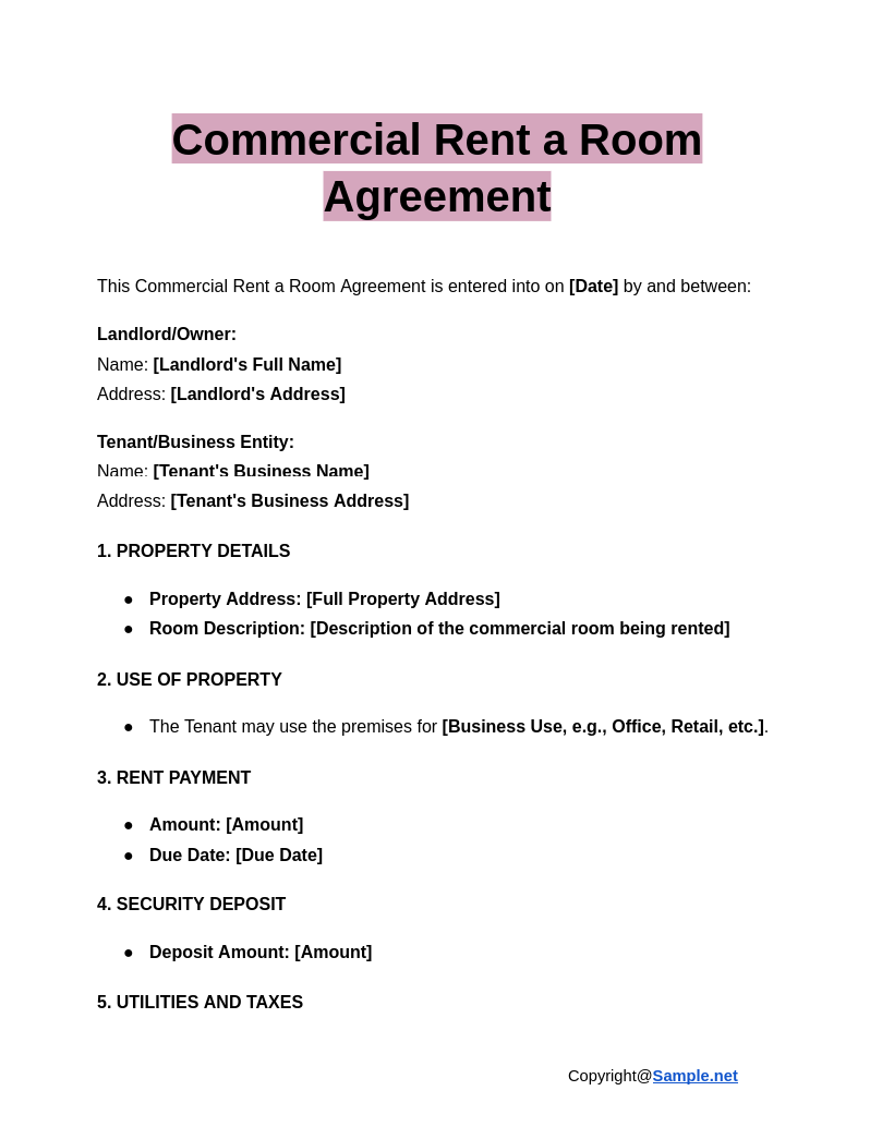 Commercial Rent a Room Agreement Google Docs 12 09 2024 10 58 AM