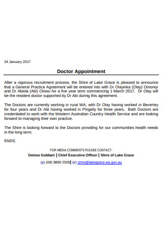 Doctor Media Appointment Letter