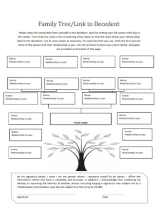 Family Tree Link to Decedent Template