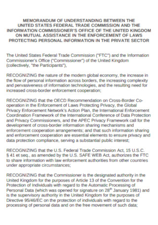 Federal Trade Commission Memorandum of Understanding