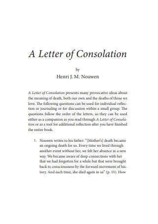Formal Letter of Consolation 