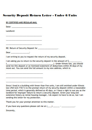 Formal Security Deposit Return Letter 