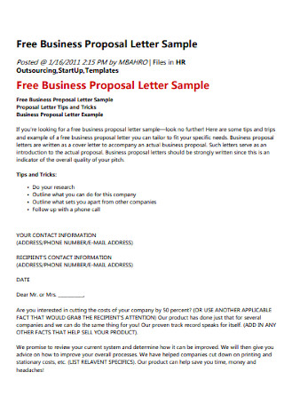 Free Business Proposal Letter Sample1