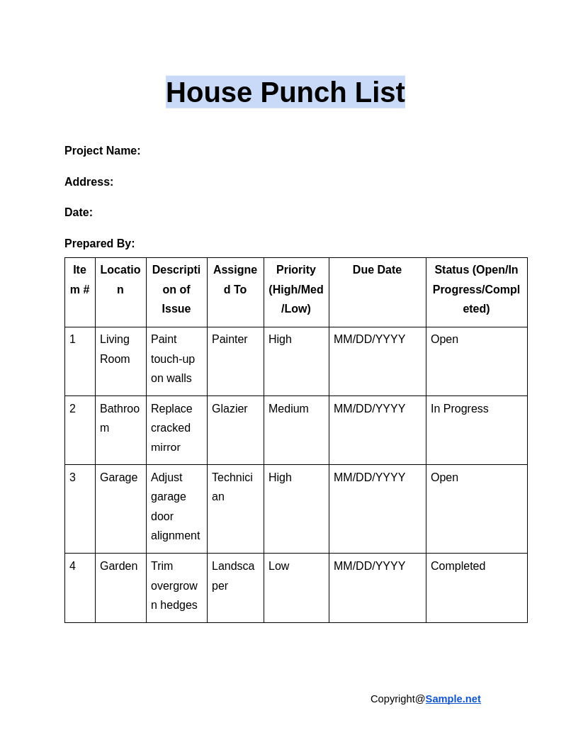 House Punch List Google Docs 12 30 2024 11 00 AM