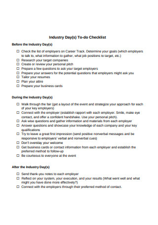 Industry Day To do Checklist