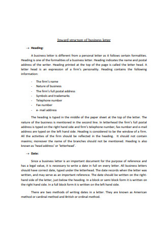 Inward Structure of Business Proposal Letter