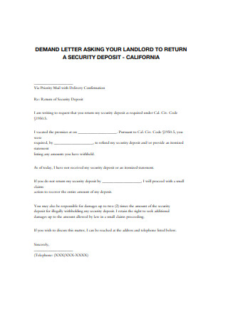 Landlord Security Deposit Return Letter