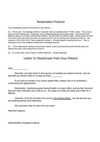 Letter to Reactivate Past Due Patient