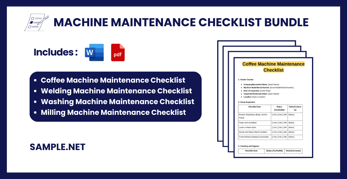 machine maintenance checklist bundle