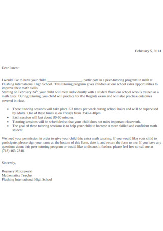 Parents Children High School Permission Letter