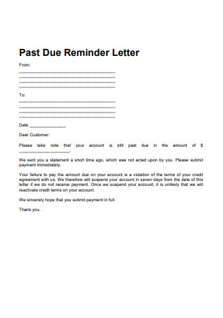 Past Due Reminder Letter